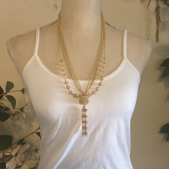 Multi strand gold chain with faceted bead necklace - Picture 3 of 8